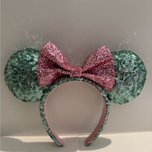 Disney Pink and Green Sequin Minnie Mouse Ears